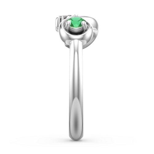 Mom's Infinity Ring – Sterling Silver with Emerald