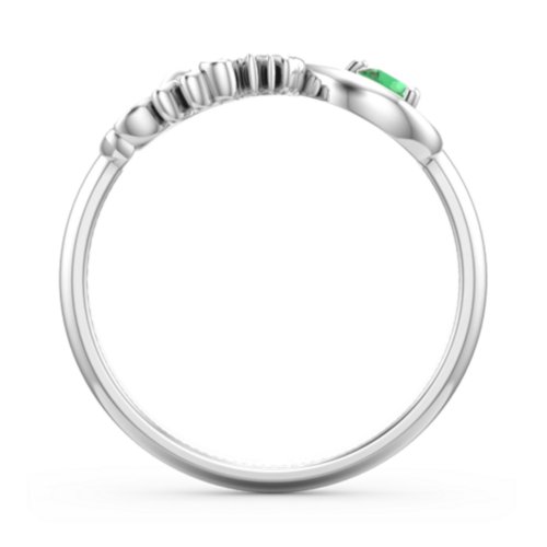 Mom's Infinity Ring – Sterling Silver with Emerald
