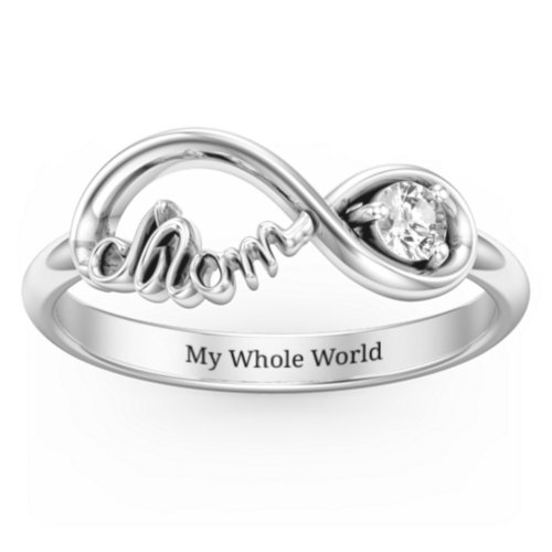 Mom's Infinity Ring – Sterling Silver with Cubic Zirconia