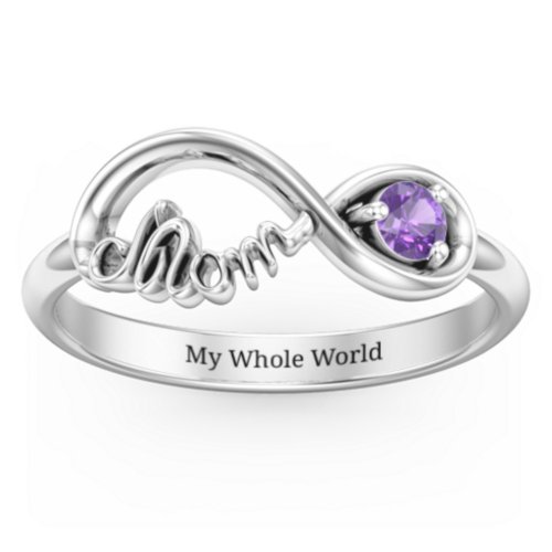 Mom's Infinity Ring – Sterling Silver with Amethyst
