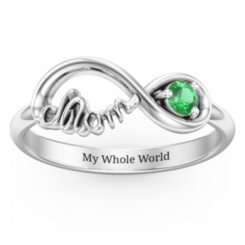 Mom's Infinity Ring – Sterling Silver with Emerald