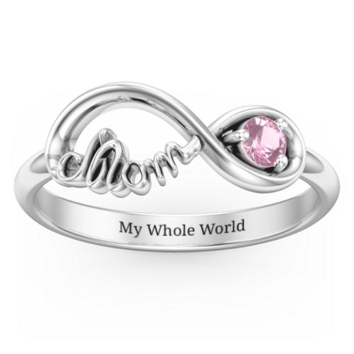 Mom's Infinity Ring – Sterling Silver with Pink Tourmaline