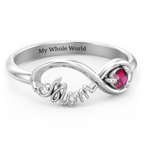 Mom's Infinity Ring – Sterling Silver with Ruby