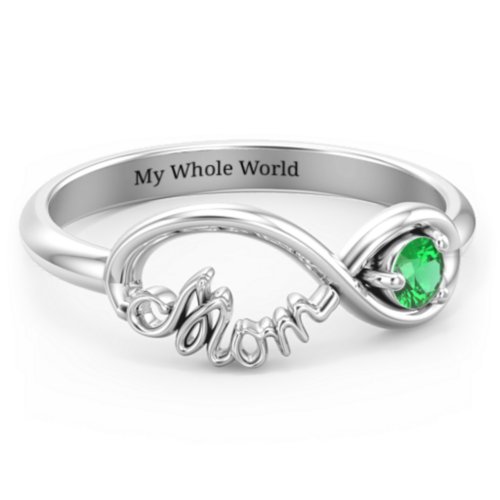 Mom's Infinity Ring – Sterling Silver with Emerald
