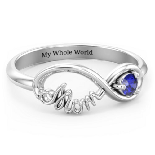 Mom's Infinity Ring – Sterling Silver with Blue Sapphire