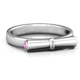 Diploma Scroll Graduation Ring in 925 Sterling Silver with Pink Tourmaline
