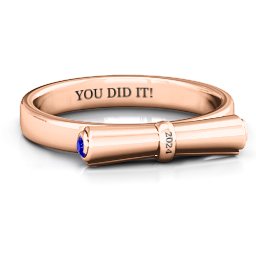 Diploma Scroll Graduation Ring in 10K Solid Rose Gold