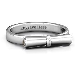 Diploma Scroll Graduation Ring in 925 Sterling Silver with Smokey Quartz