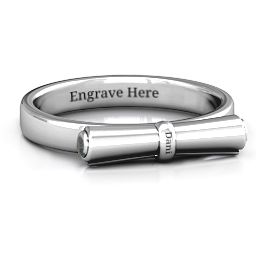 Diploma Scroll Graduation Ring in 925 Sterling Silver with Alexandrite