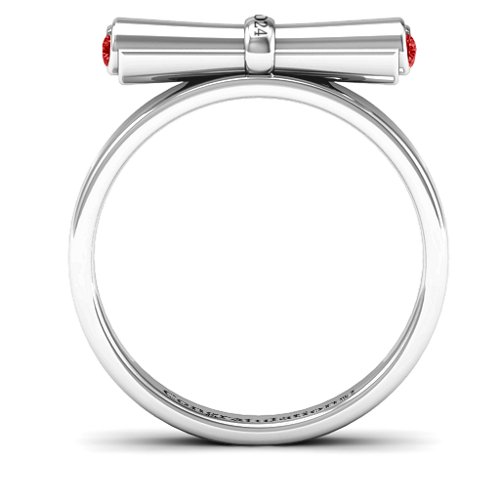 Diploma Scroll Graduation Ring – Sterling Silver with Garnet
