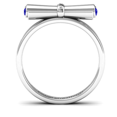 Diploma Scroll Graduation Ring – Sterling Silver with Blue Sapphire