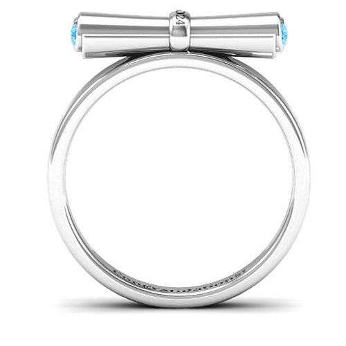 Diploma Scroll Graduation Ring – Sterling Silver with Blue Topaz
