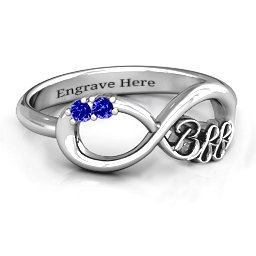 BFF Friendship Infinity Ring with 2 - 7 Stones