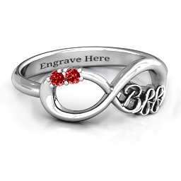 BFF Friendship Infinity Ring with 2 - 7 Stones in 925 Sterling Silver
