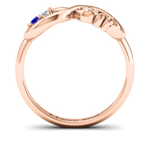 BFF Friendship Infinity Ring with 2 - 7 Stones – 10K Rose Gold with Cubic Zirconia and Blue Sapphire