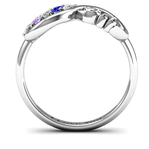 BFF Friendship Infinity Ring with 2 - 7 Stones – Sterling Silver with Cubic Zirconia, Blue Sapphire, and Amethyst