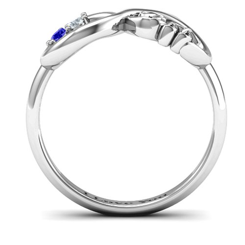 BFF Friendship Infinity Ring with 2 - 7 Stones – Sterling Silver with Cubic Zirconia and Blue Sapphire