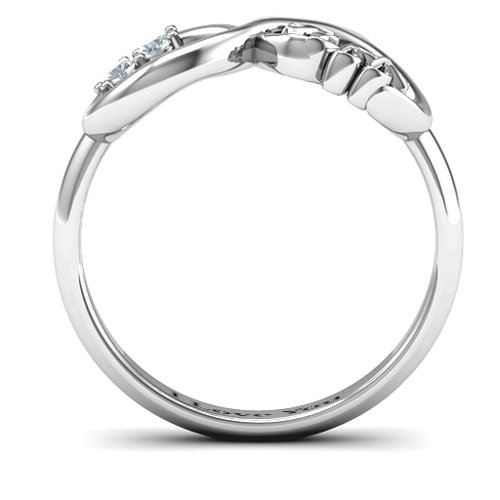 BFF Friendship Infinity Ring with 2 - 7 Stones – Sterling Silver with Diamond