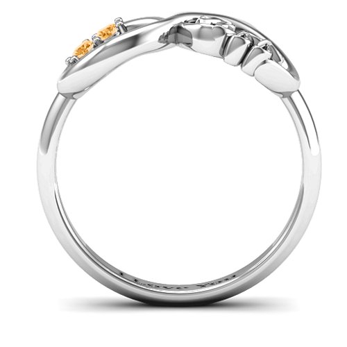 BFF Friendship Infinity Ring with 2 - 7 Stones – Sterling Silver with Citrine