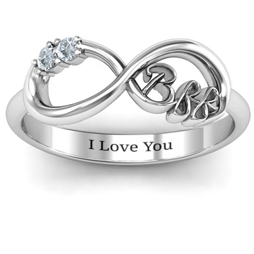 BFF Friendship Infinity Ring with 2 - 7 Stones – Sterling Silver with Diamond
