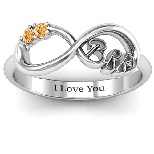 BFF Friendship Infinity Ring with 2 - 7 Stones – Sterling Silver with Citrine