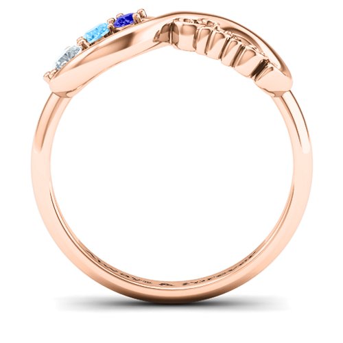 2-4 Stone Sisters Infinity Ring – 10K Rose Gold with Cubic Zirconia, Blue Topaz, and Blue Sapphire