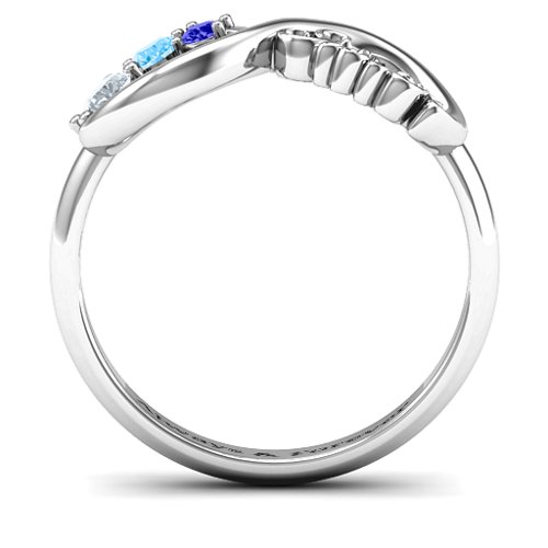 2-4 Stone Sisters Infinity Ring – Sterling Silver with Cubic Zirconia, Blue Topaz, and Blue Sapphire