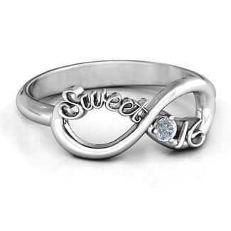Sweet 16 with Birthstone Infinity Ring