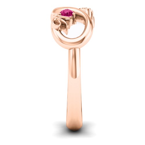 Sweet 16 with Birthstone Infinity Ring – 10K Rose Gold with Ruby
