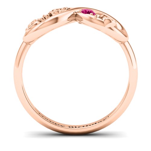 Sweet 16 with Birthstone Infinity Ring – 10K Rose Gold with Ruby