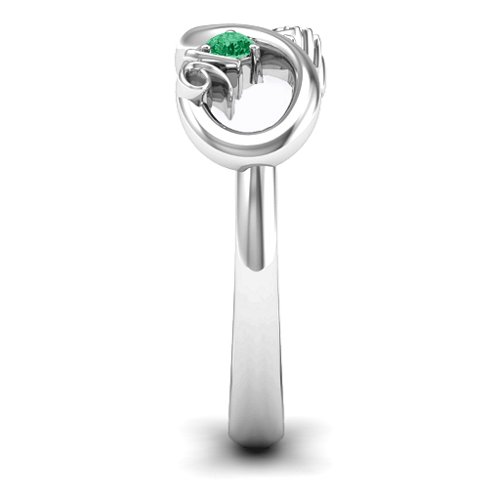 Sweet 16 with Birthstone Infinity Ring – Sterling Silver with Emerald