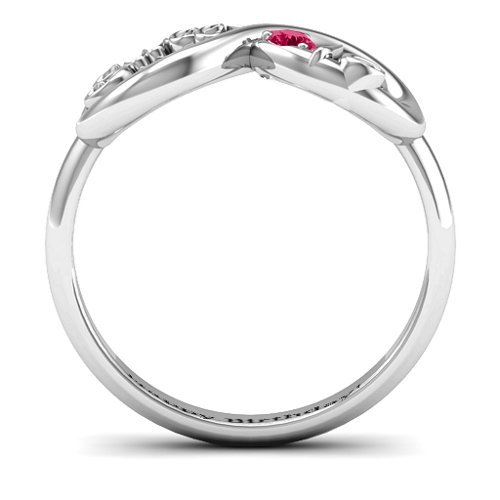 Sweet 16 with Birthstone Infinity Ring – Sterling Silver with Ruby