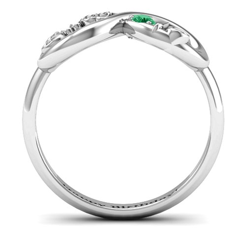 Sweet 16 with Birthstone Infinity Ring – Sterling Silver with Emerald