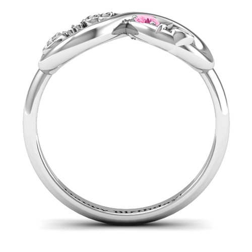 Sweet 16 with Birthstone Infinity Ring – Sterling Silver with Pink Tourmaline