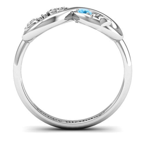 Sweet 16 with Birthstone Infinity Ring – Sterling Silver with Blue Topaz