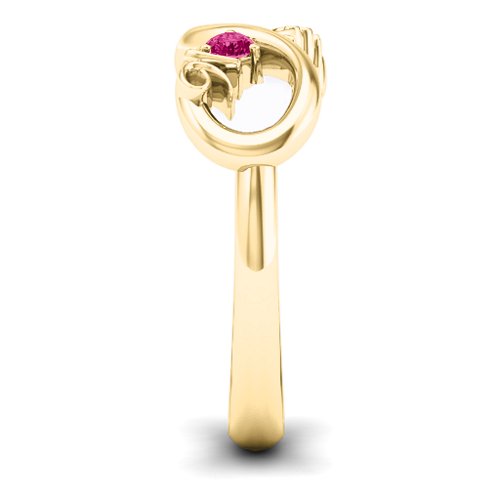 Sweet 16 with Birthstone Infinity Ring – 10K Yellow Gold with Ruby