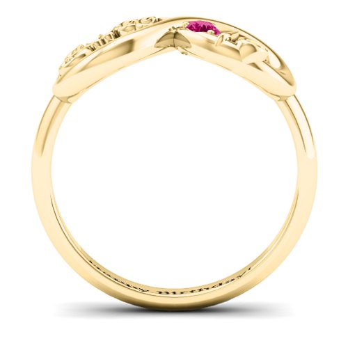Sweet 16 with Birthstone Infinity Ring – 10K Yellow Gold with Ruby