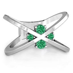 4 Stone Crossover Ring