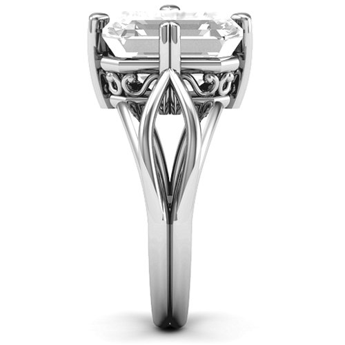 Twisted Shank Emerald Cut Stone with Filigree Ring