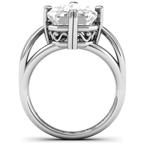 Twisted Shank Emerald Cut Stone with Filigree Ring