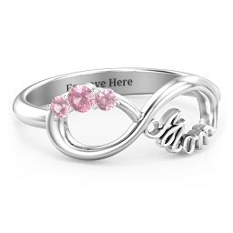 Mom's Infinite Love Ring with 2-10 Stones in 925 Sterling Silver with Pink Tourmaline, Cubic Zirconia, Citrine, and Fancy Brown Premium Zirconia