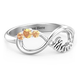 Mom's Infinite Love Ring with 2-10 Stones in 925 Sterling Silver with Citrine, Cubic Zirconia, Pink Tourmaline, and Fancy Brown Premium Zirconia