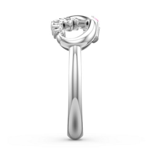 Mom's Infinite Love Ring with 2-10 Stones – Sterling Silver with Cubic Zirconia and Pink Tourmaline