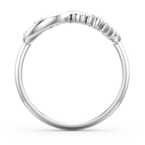 Mom's Infinite Love Ring with 2-10 Stones – Sterling Silver with Cubic Zirconia and Pink Tourmaline