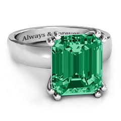 Basket Set Emerald Cut Ring – 10K Yellow Gold with Green Premium Zirconia