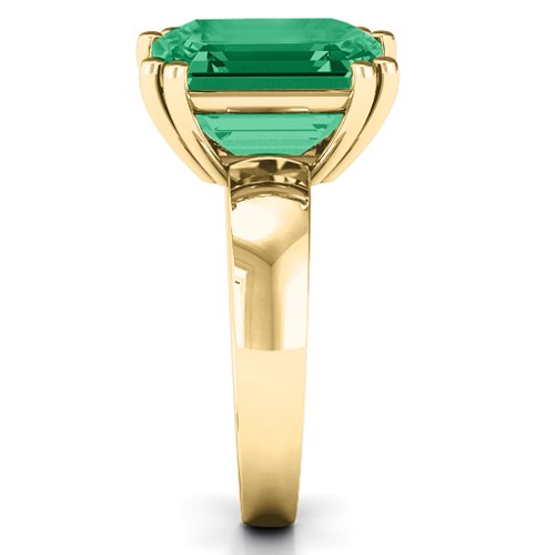 Basket Set Emerald Cut Ring – 10K Yellow Gold with Green Premium Zirconia