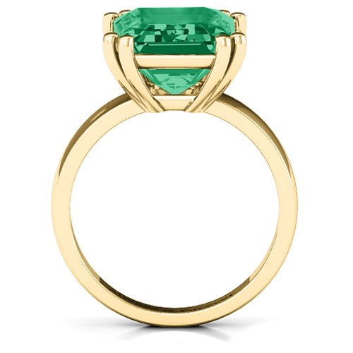Basket Set Emerald Cut Ring – 10K Yellow Gold with Green Premium Zirconia