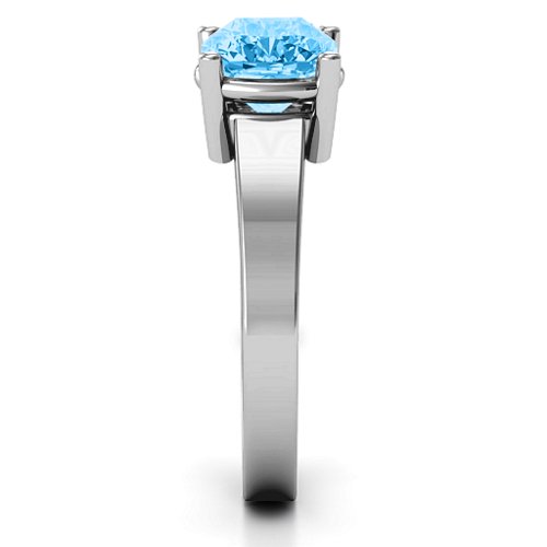 Cushion Cut Solitaire Ring – Sterling Silver with Blue Topaz
