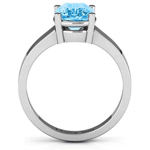 Cushion Cut Solitaire Ring – Sterling Silver with Blue Topaz