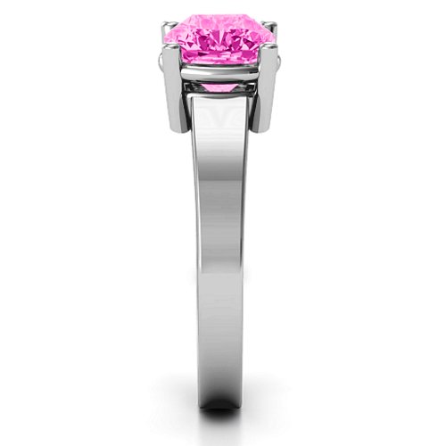 Cushion Cut Solitaire Ring – Sterling Silver with Pink Tourmaline